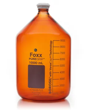 PUREGRIP® Bottles - Reagent - Amber Graduated with GL45 Screw Cap and Pouring Ring - 10000mL - 1EA