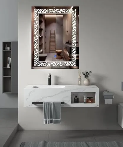 Rectangular led Mirror with Costal Design use in bedrooms,bathrooms,and Living Area