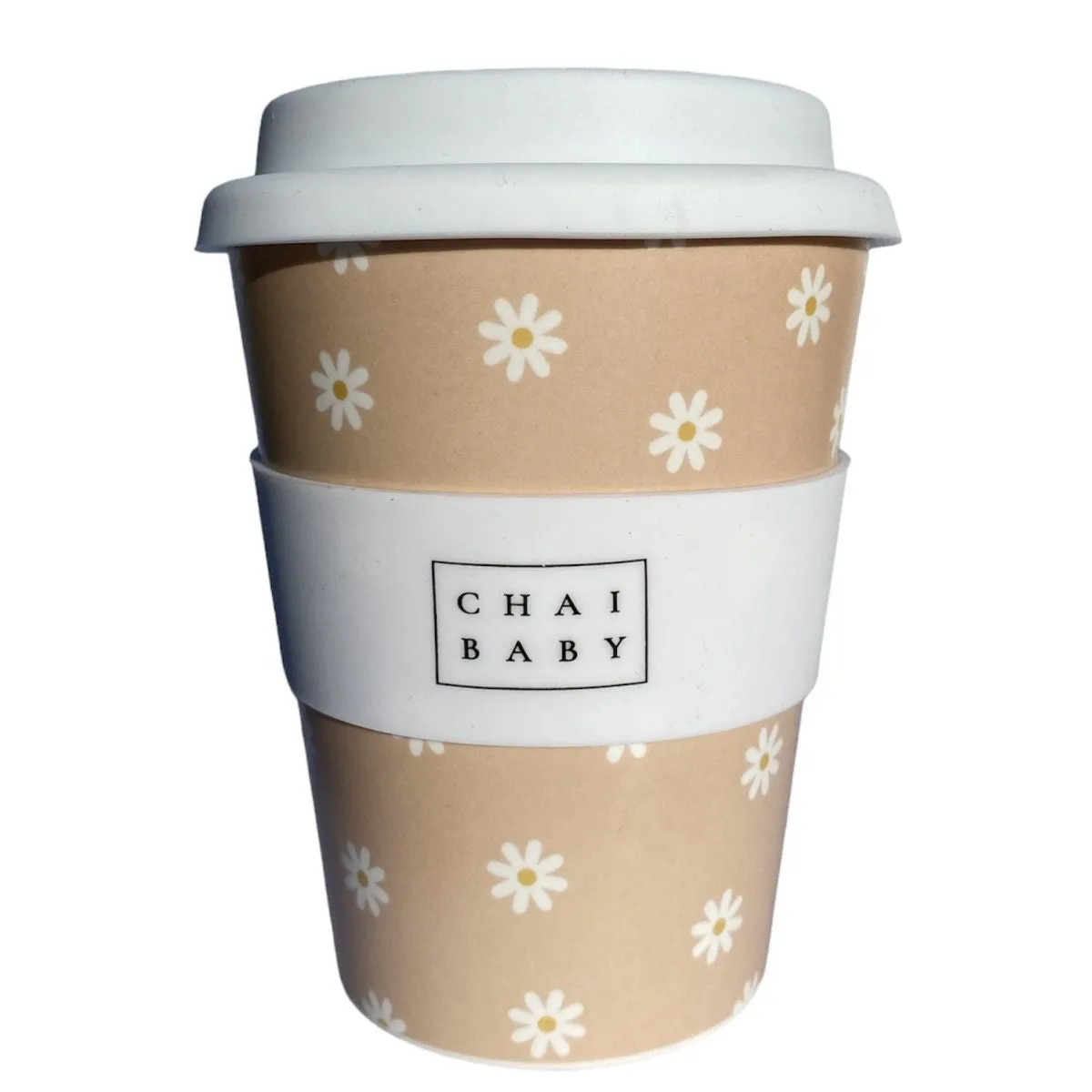 Reusable Bamboo Adult Keep Cup - Natural Daisy