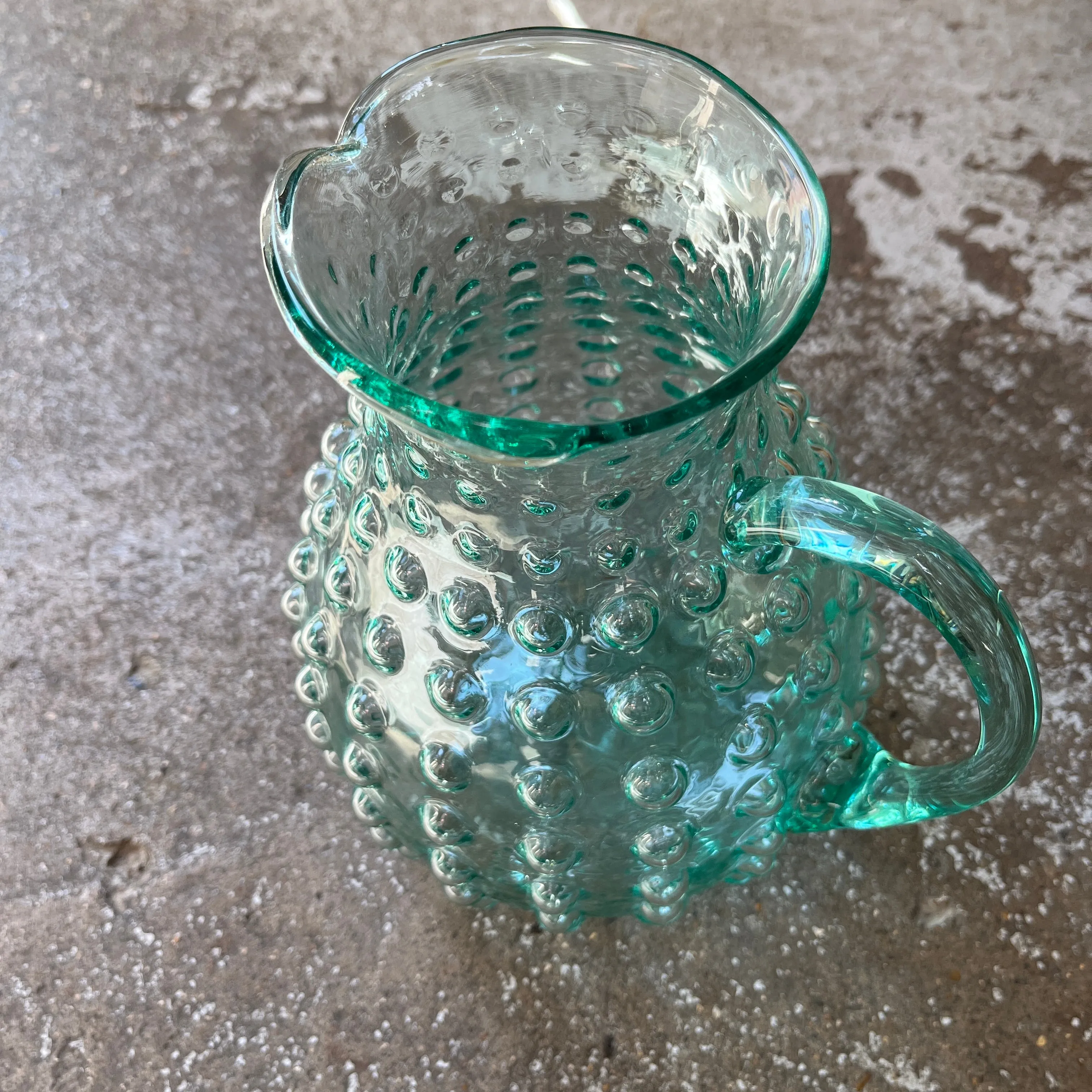 Sea Green Glass Bubble Pitcher