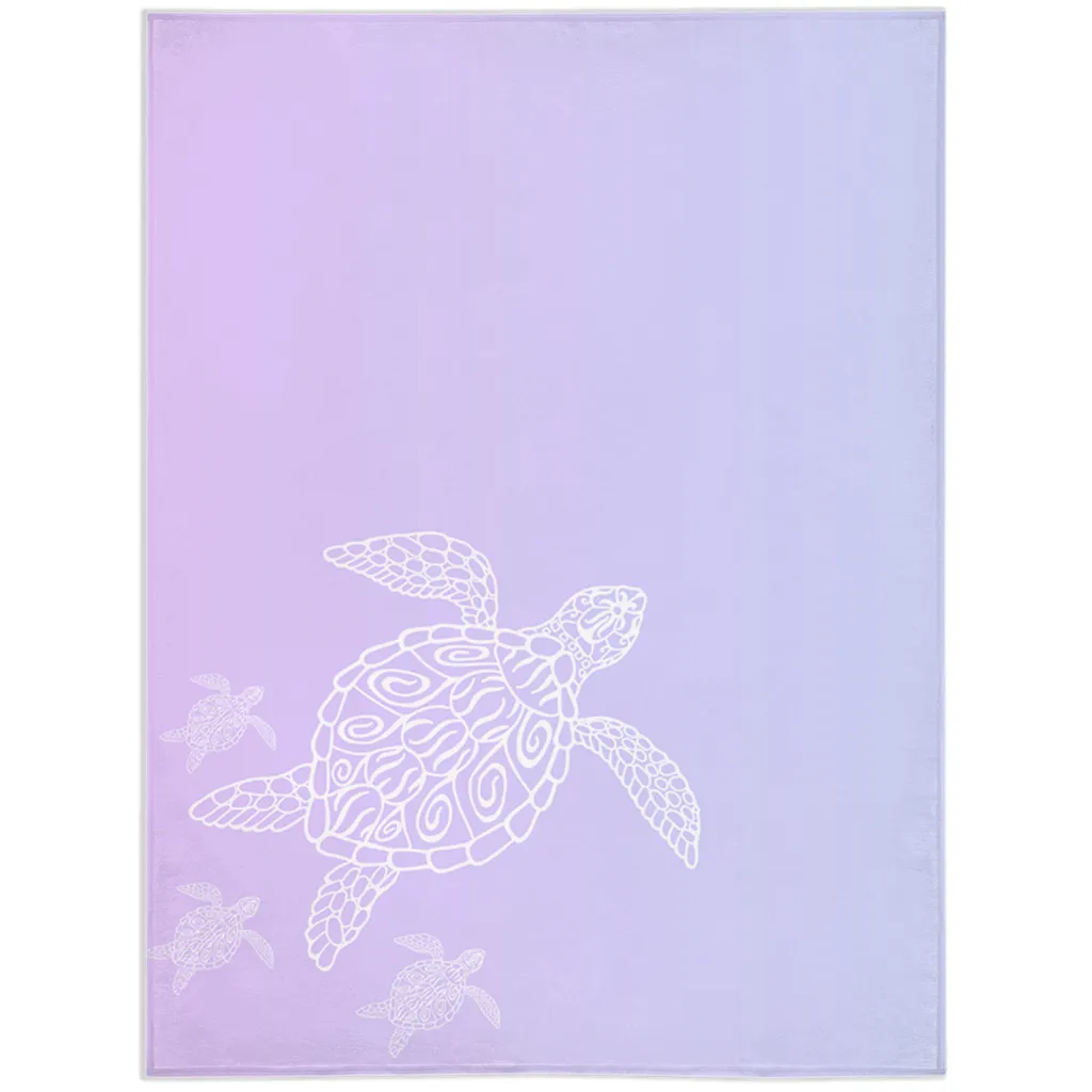 Sea Turtle Family Reverse Minky Blankets-Lilac