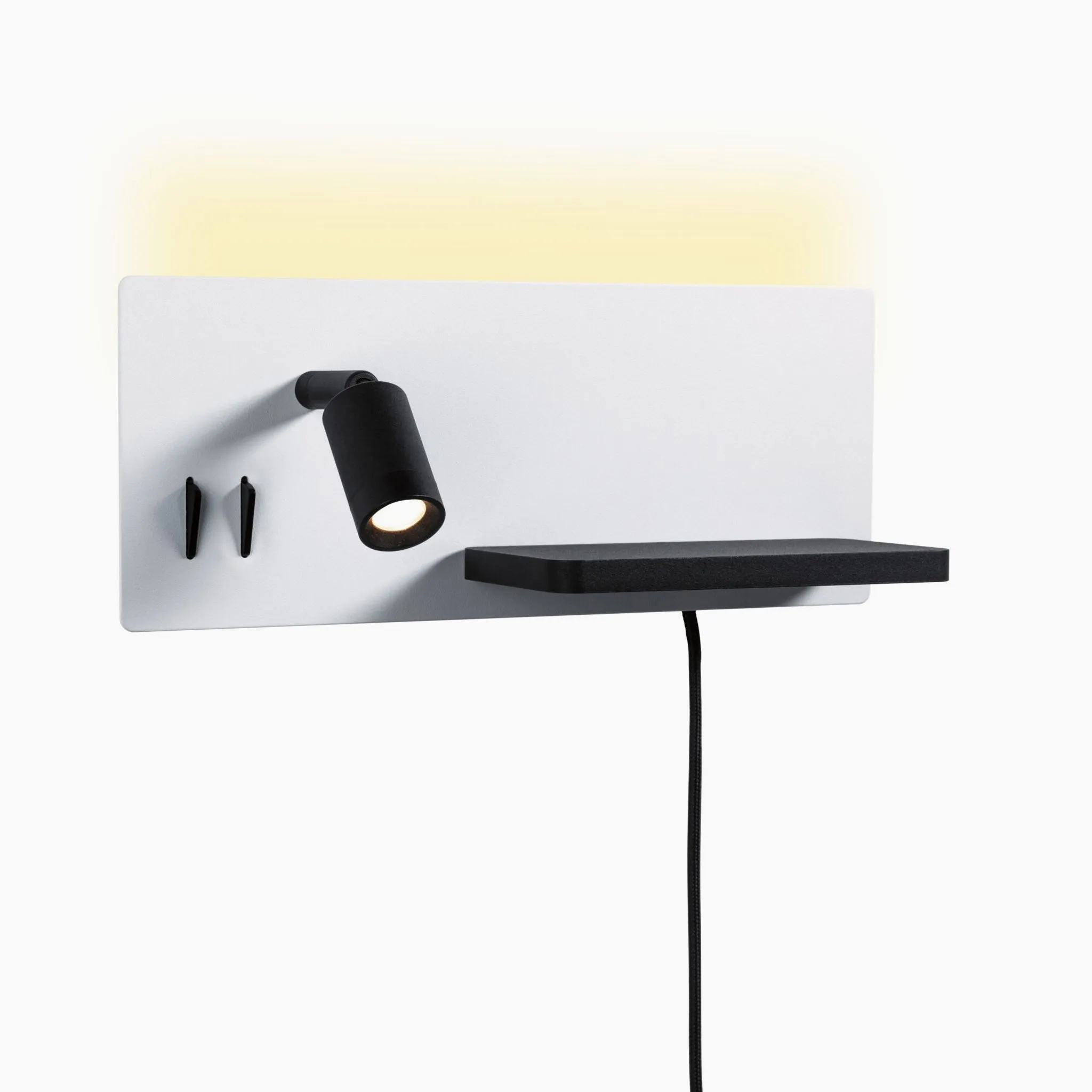 Serra 5.5W/2.6W LED Right Hand Wall Light with 3-Step Dim & USB Port in White & Black