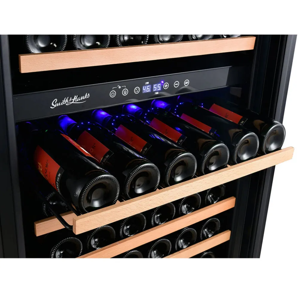 Smith & Hanks 166 Bottle Dual Zone Smoked Black Glass Wine Fridge (RW428DRG)