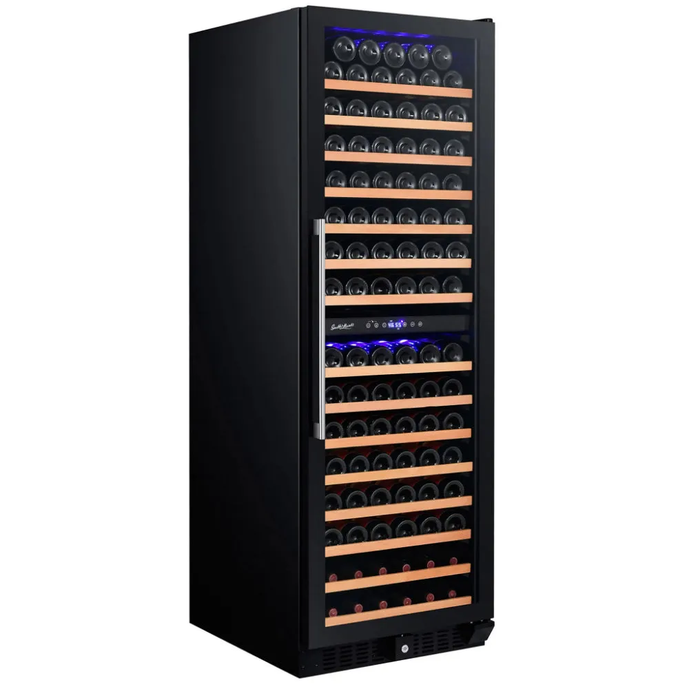 Smith & Hanks 166 Bottle Dual Zone Smoked Black Glass Wine Fridge (RW428DRG)