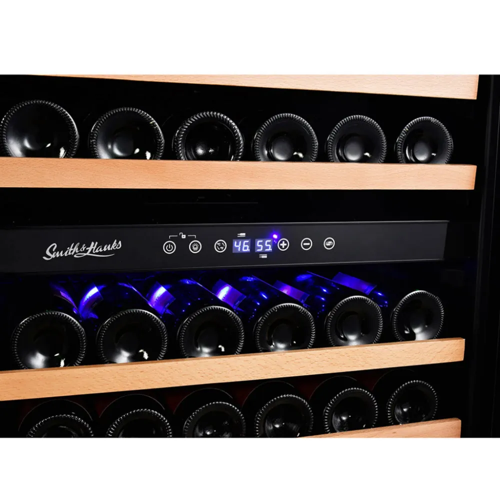 Smith & Hanks 166 Bottle Dual Zone Smoked Black Glass Wine Fridge (RW428DRG)