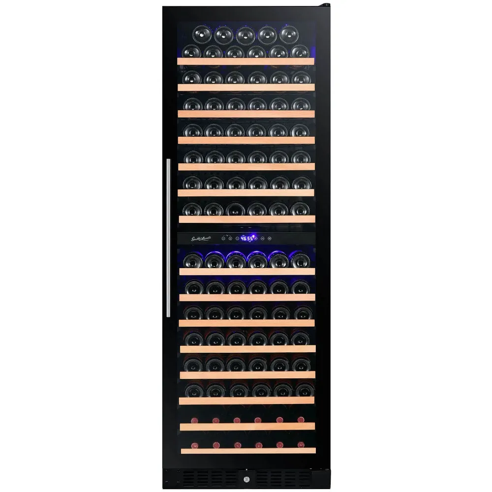 Smith & Hanks 166 Bottle Dual Zone Smoked Black Glass Wine Fridge (RW428DRG)