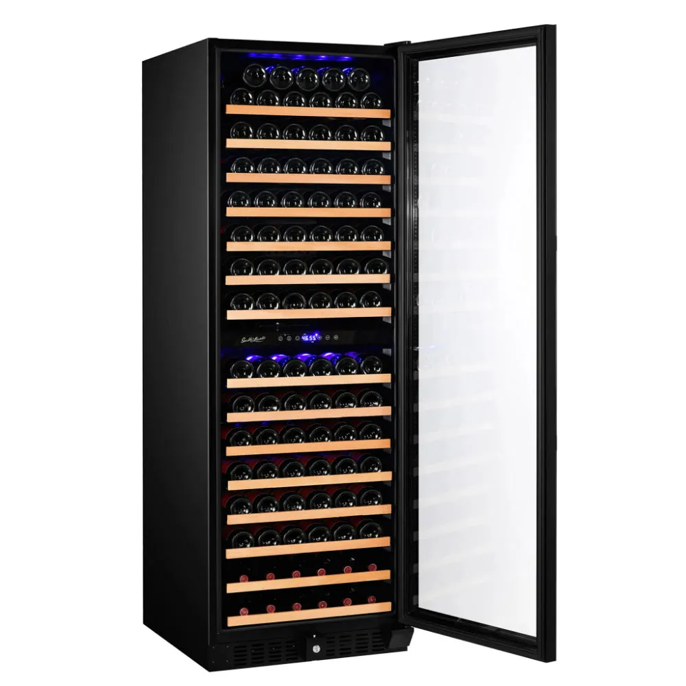 Smith & Hanks 166 Bottle Dual Zone Smoked Black Glass Wine Fridge (RW428DRG)