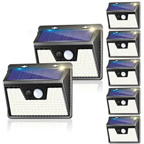 Solar Lights Outdoor 7 Pack, 140LED/3 Modes Motion Sensor, Solar Powered, Wireless IP65 Waterproof Outdoor Wall Lights, Bright for Backyard Garden Fence Patio Front Door