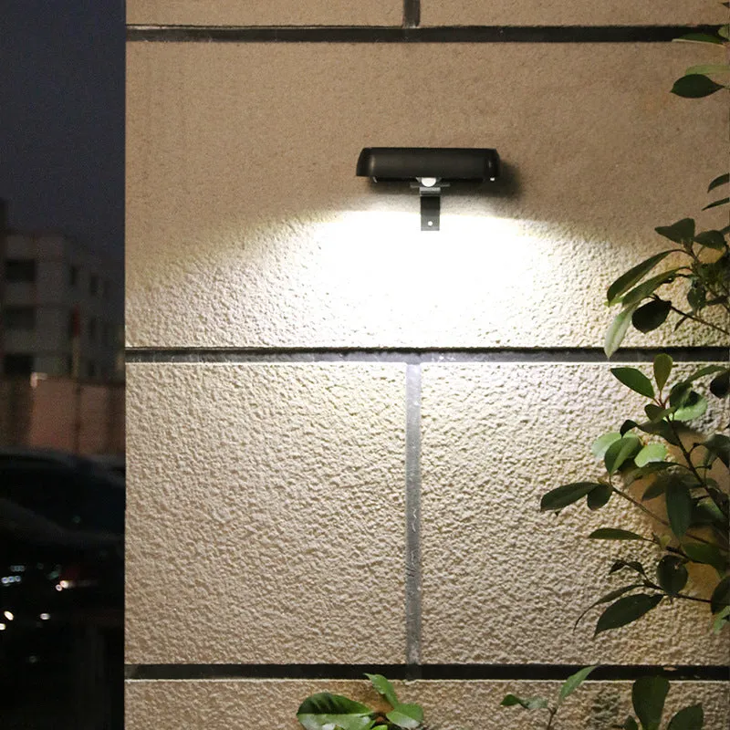 Solar Patio Human Sensor Square Outdoor Waterproof LED Wall Sconce Lamp