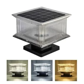 Solar Pillar Light Outdoor Waterproof Decorative Wall Lamp for Home, Garden, Terrace, Balcony (Square, Multicolor)