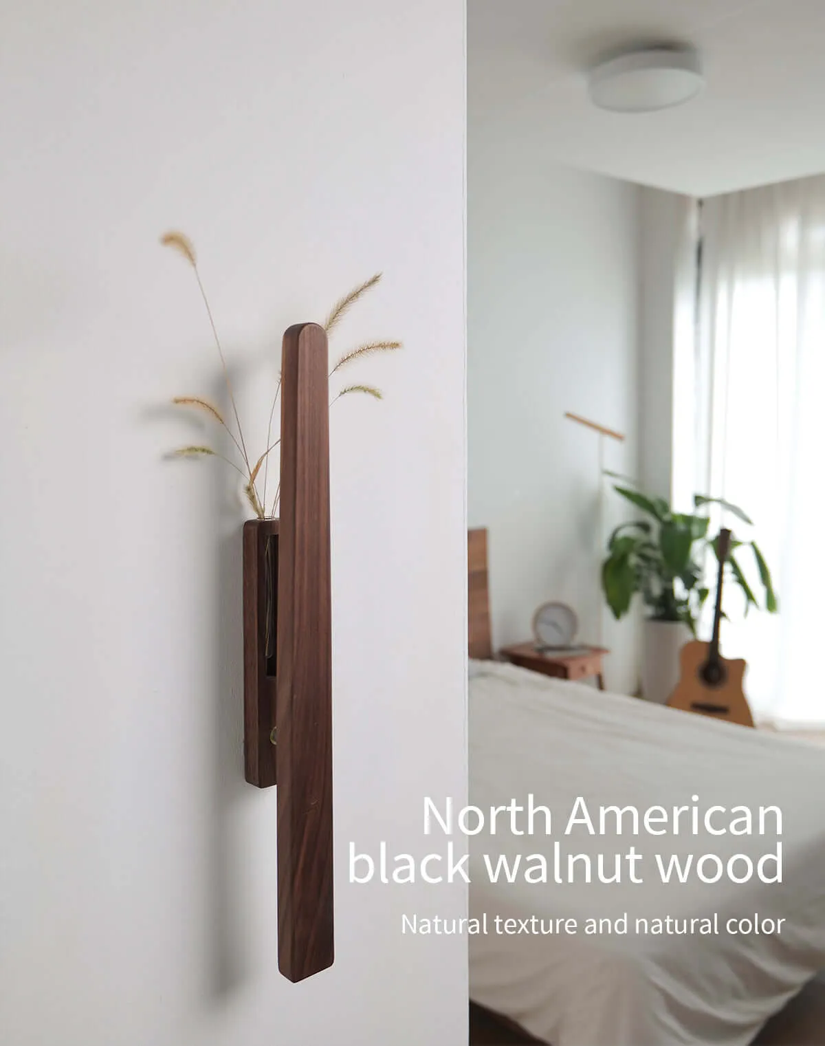 Solid Wood Wall Mount Sconce Vase Touch Switch Light