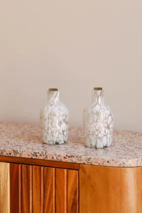 Speckled White Glass Bottle