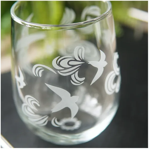 Stemless Wine Glass - Birds by Bread and Badger