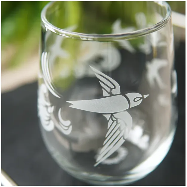 Stemless Wine Glass - Birds by Bread and Badger