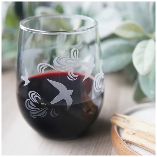 Stemless Wine Glass - Birds by Bread and Badger