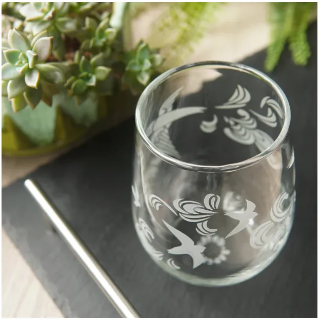 Stemless Wine Glass - Birds by Bread and Badger