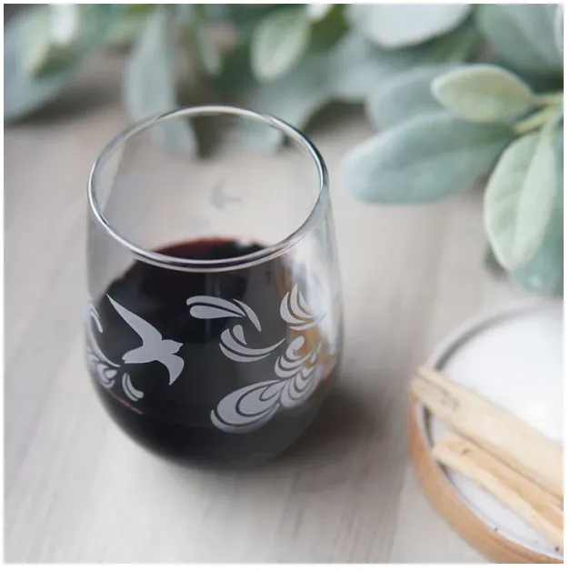 Stemless Wine Glass - Birds by Bread and Badger