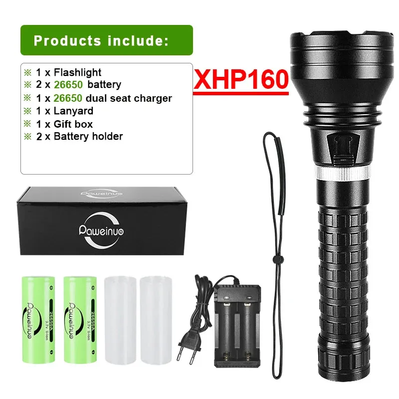 Super Bright XHP160 Diving Flashlight Led Rechargeable 800M Underwater Lamp IPX8 Waterproof Professional Scuba Diving Lantern