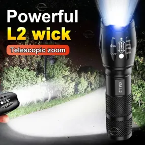 Super Bright XM-L2 LED Flashlight 18650 Rechargeable Torch Most Powerful Flash Light 2000 Lumen High Power Lantern Camping Lamp