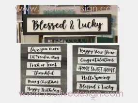 SVG Interchangeable Seasonal Shelf Sitting Sign LASER READY File Glowforge