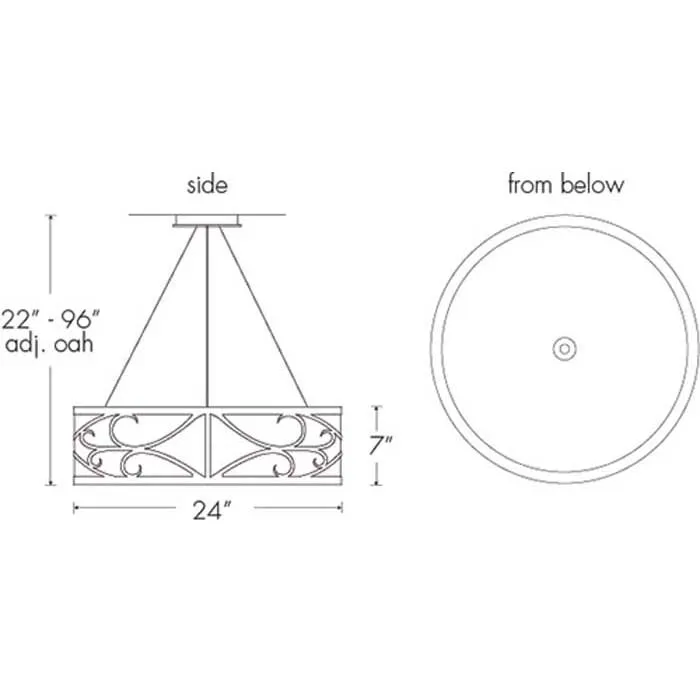 Tambour 13224-24-CH Indoor/Outdoor Cable Hung Pendant By Ultralights Lighting