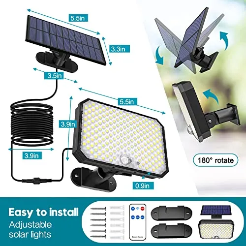 TANBABY 2 Pack Ultra Outdoor Solar Lights, 4000LM Motion Sensor Solar Flood Lights with Remote Control - IPX5 Waterproof Security Lights Ultra Dusk to Dawn Solar Lighting for Outside Patio Garage