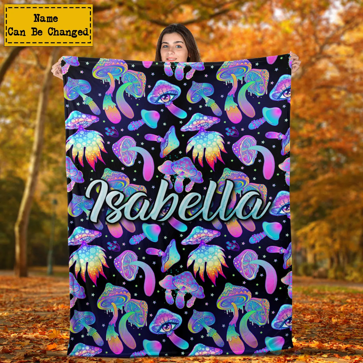 Teesdily | Magic Mushroom Psychedelic Customized Fleece Blanket Hippie Mushroom Customized Sofa Blanket Hippie Girl Gift Ideas Bedroom Decor