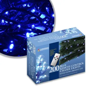 The Christmas Workshop 200 Remote Control LED Chaser Lights, Blue