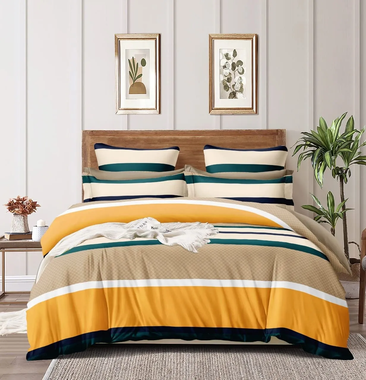 THE HOME STYLE 200TC Super Soft Glace Cotton Single Bed Duvet II Razai II Quilt II Comforter Cover II Dohar of Single Bed with Zipper (Single, 60x90 Inch) (Butterscotch)