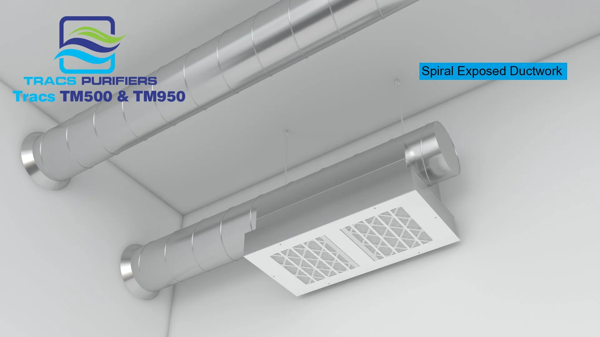 TRACS® TM950 HVAC Air Purifier with HEPA, UVC and Antimicrobial Prefilter