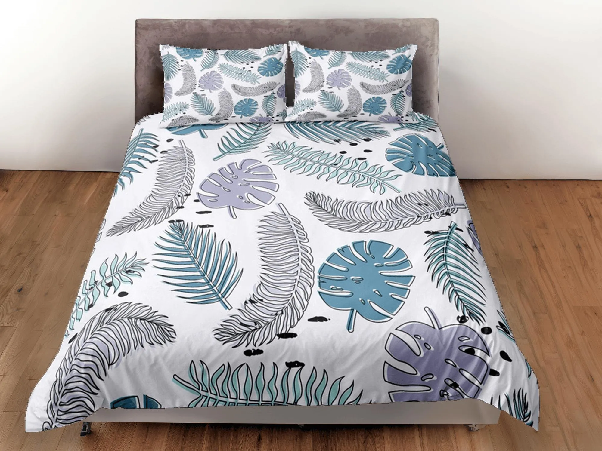 Tropical Duvet Cover Set Botanical, Bedspread Dorm Bedding, Summer Bedroom