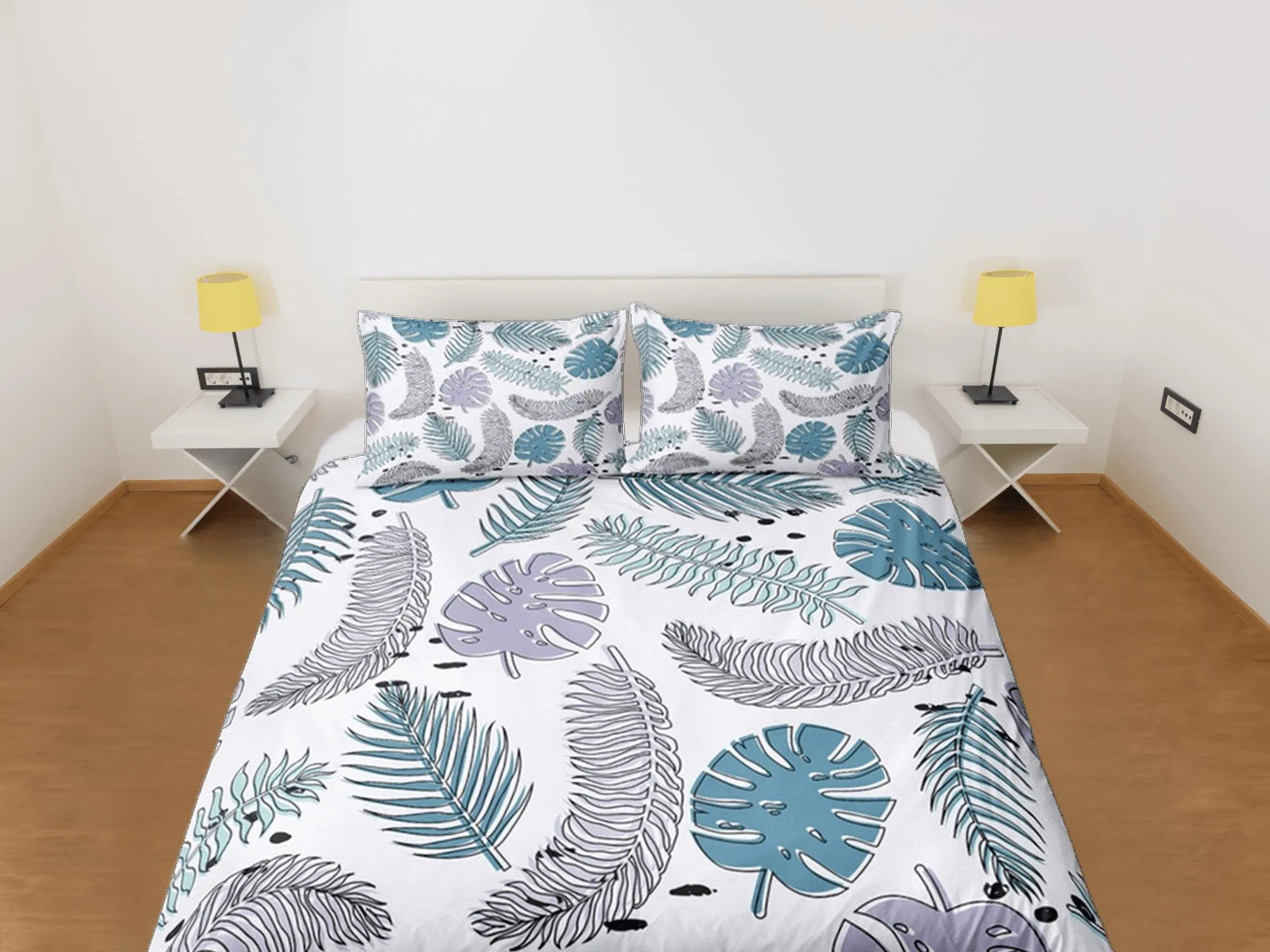 Tropical Duvet Cover Set Botanical, Bedspread Dorm Bedding, Summer Bedroom