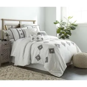 Tufted Duvet Cover Set( white with grey)