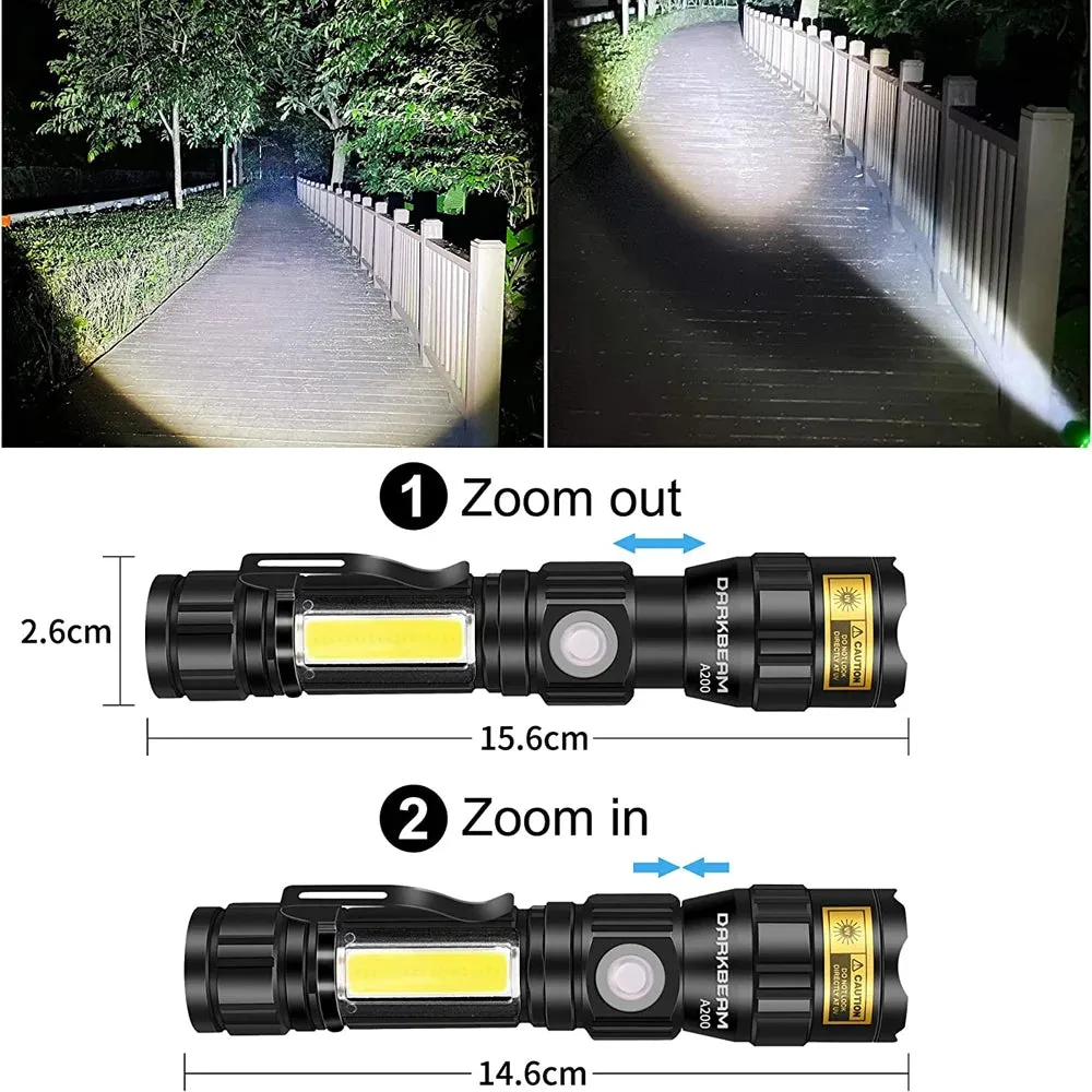 UV Light & Strong Light Flashlight USB Rechargeable Camping Lantern Pets Urine Stains Black Light Led Ultraviolet Torch Lamp