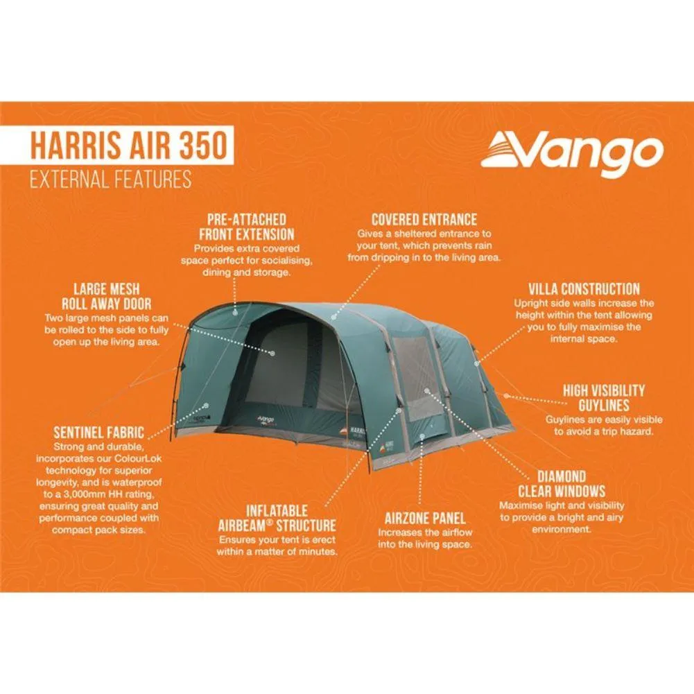 Vango Harris Air 350 Tent - 3 Man Tent (Mineral Green)