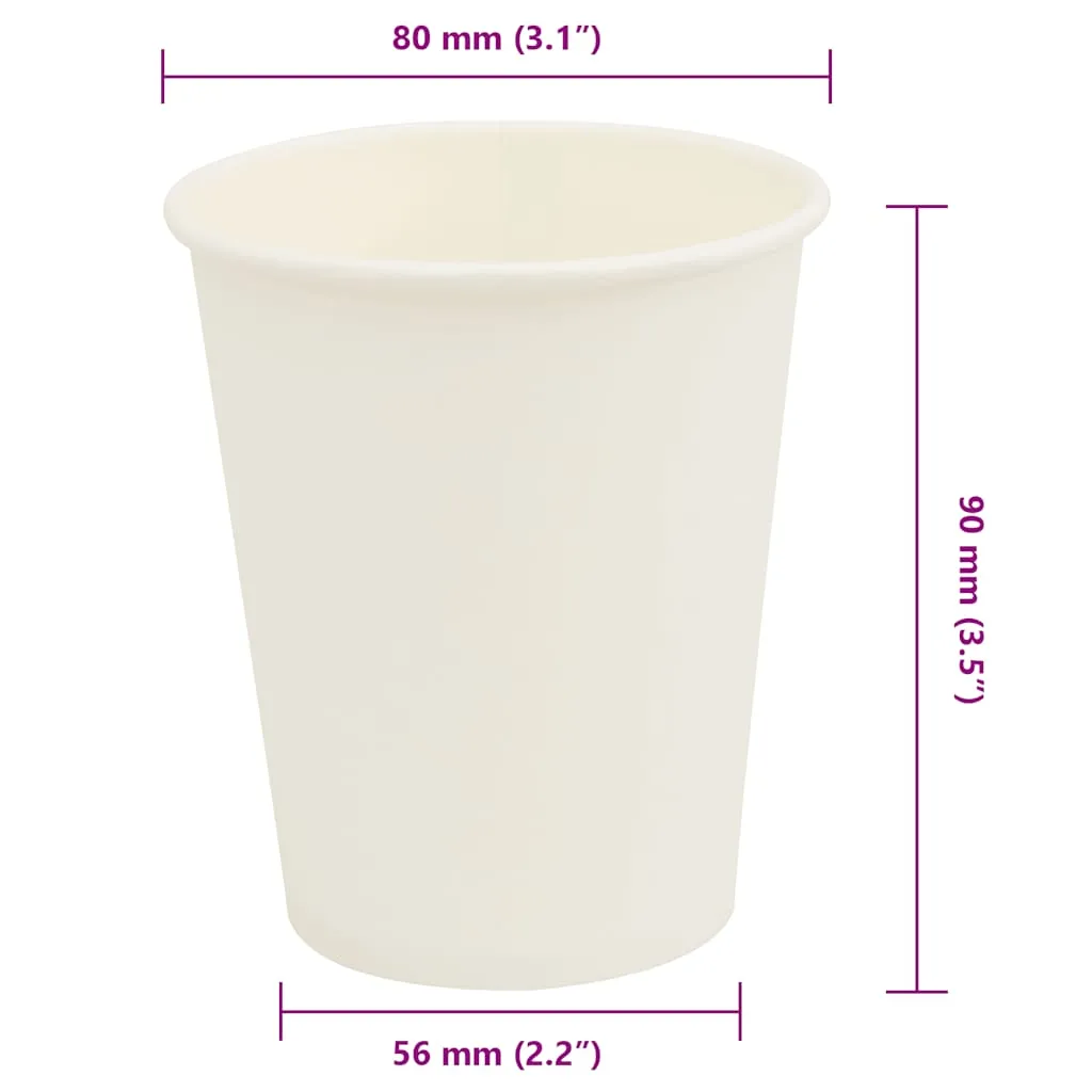 vidaXL Paper Coffee Cups 1000 pcs 8oz 200ml White