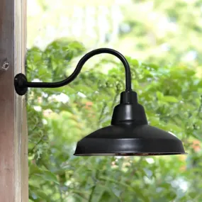 Vintage Black Wrought Iron Wall Sconce with Gooseneck Arm - Porch Lighting Fixture