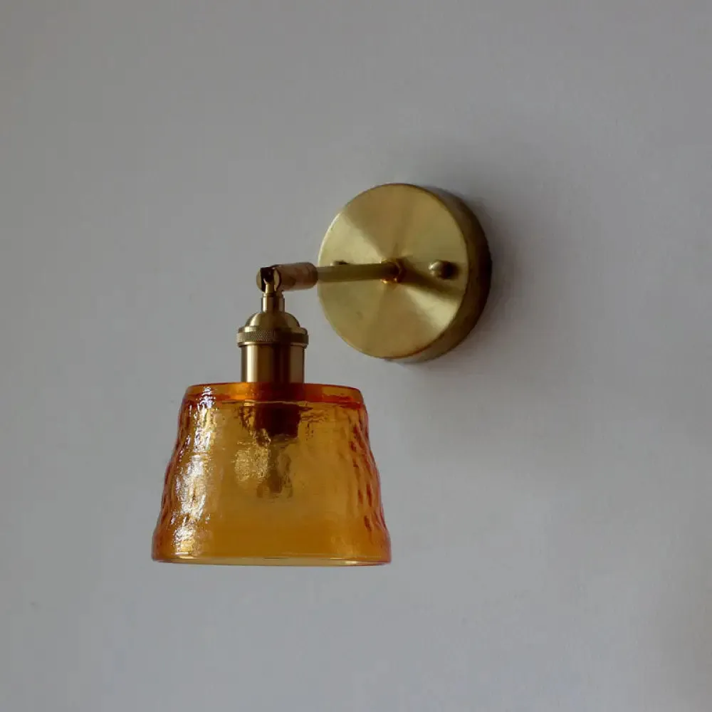 Vintage Brass Wall Sconce with Adjustable Reading Light - Water Glass & Tapered Design