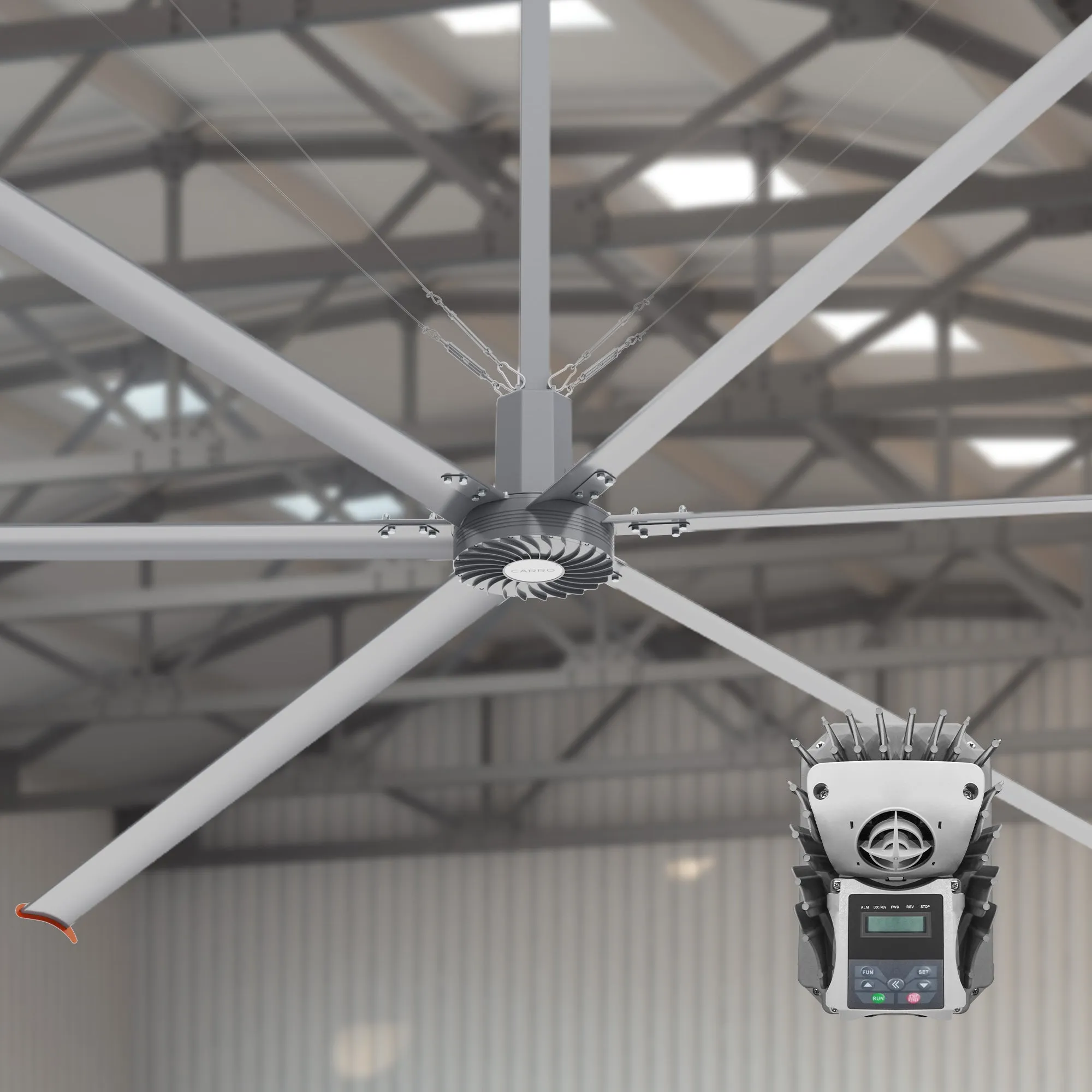 Visby Heavy-duty Industrial Ceiling Fan with Direct-Drive Motor 20-24ft