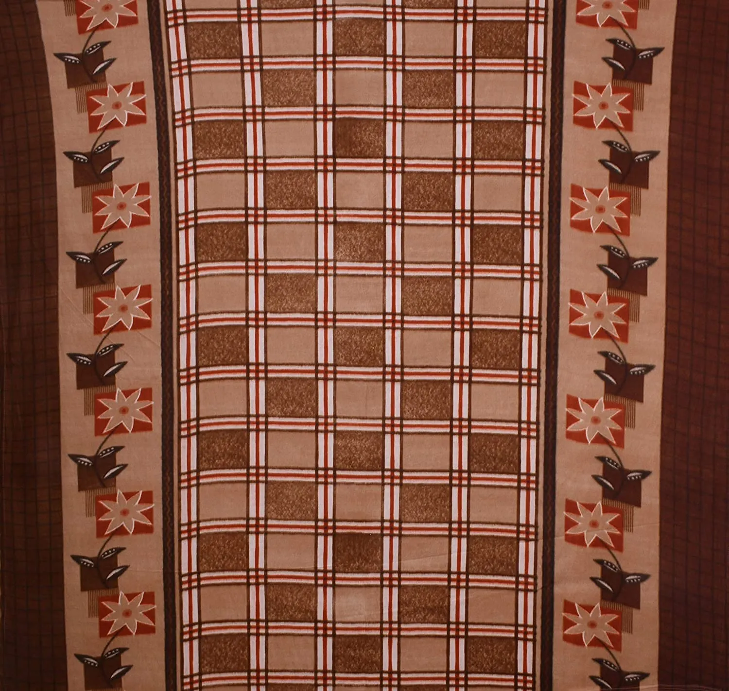 Visnik Leaf Print Woollen Quilt(Razai)/Blanket Cover Single (Brown)