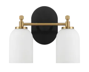 Vortex Two Lights Vanity in Traditional Style for Over Bathroom Mirror Wall Sconce 12.25"W × 10.125"H × 5.5"E With White Frosted Glass