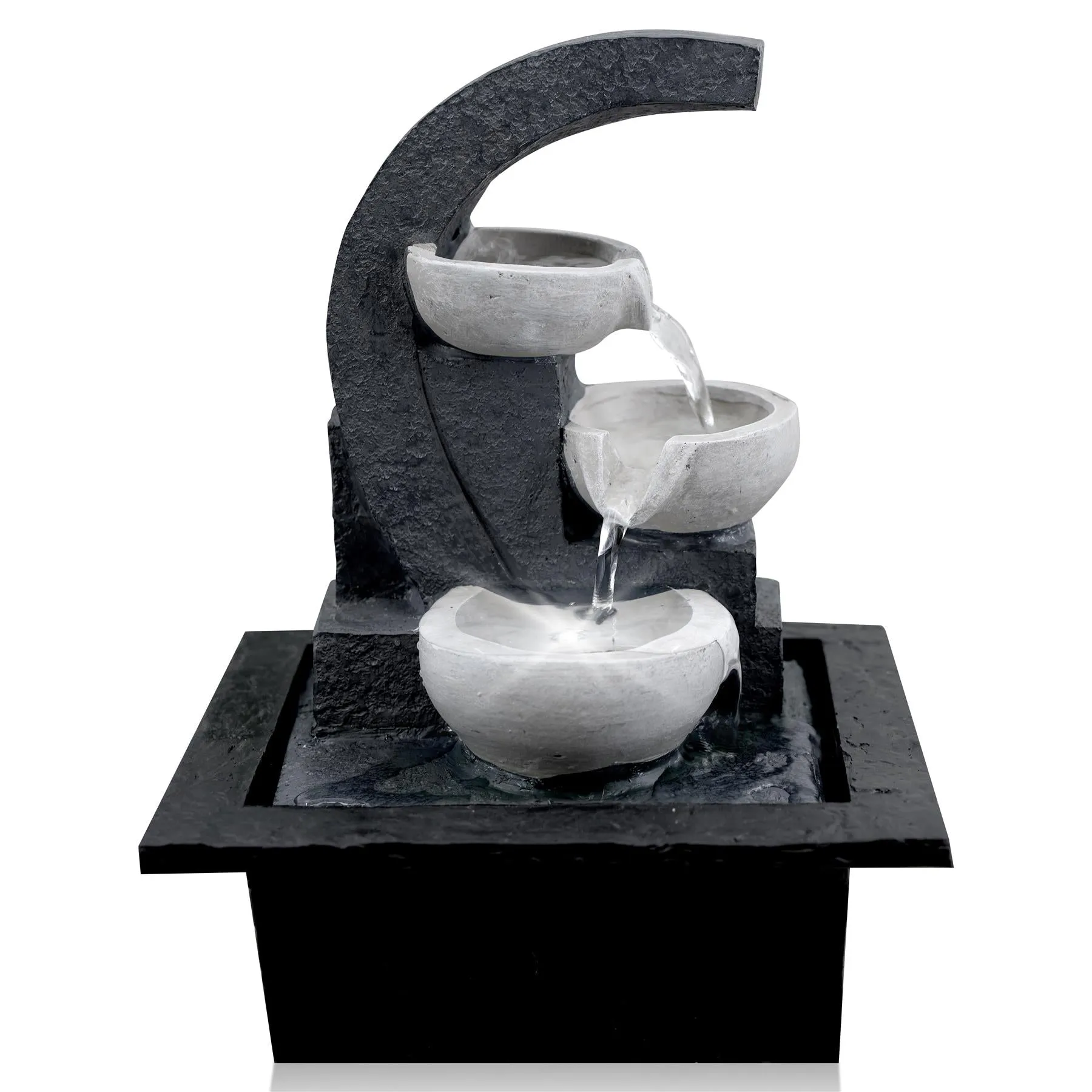 White Bowls Water Feature Indoor With LED