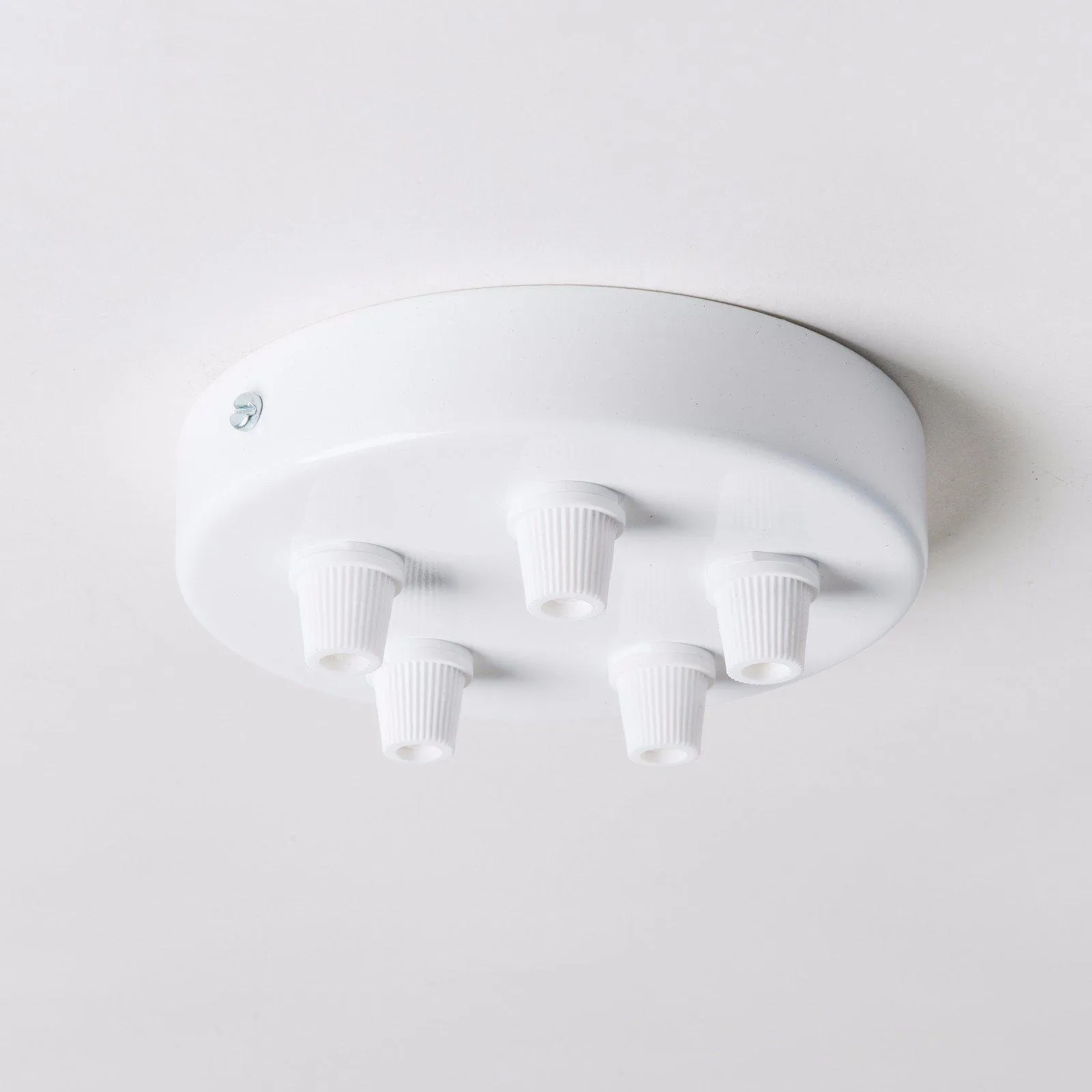 White Steel 100mm Ceiling Rose - All Outlet Options