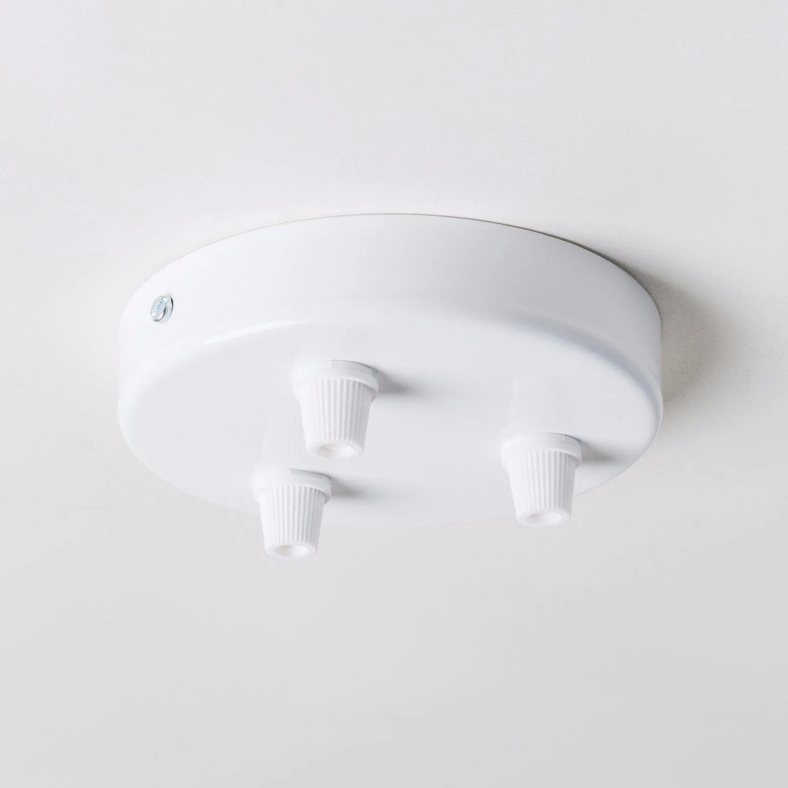 White Steel 100mm Ceiling Rose - All Outlet Options