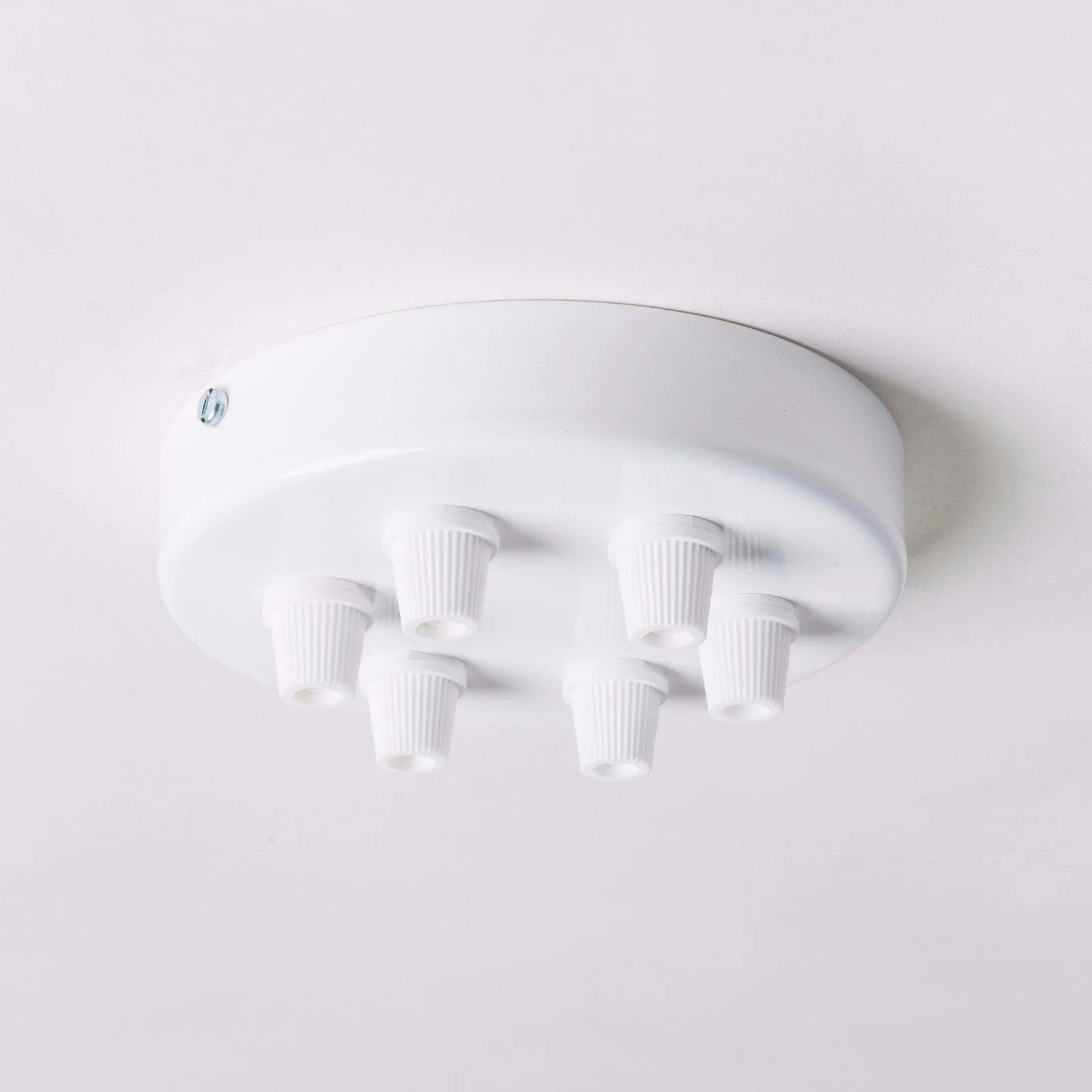 White Steel 100mm Ceiling Rose - All Outlet Options