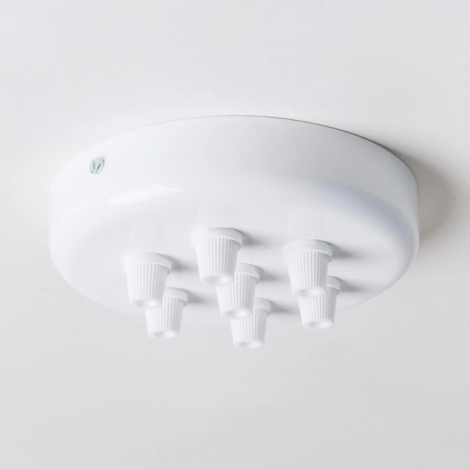 White Steel 100mm Ceiling Rose - All Outlet Options