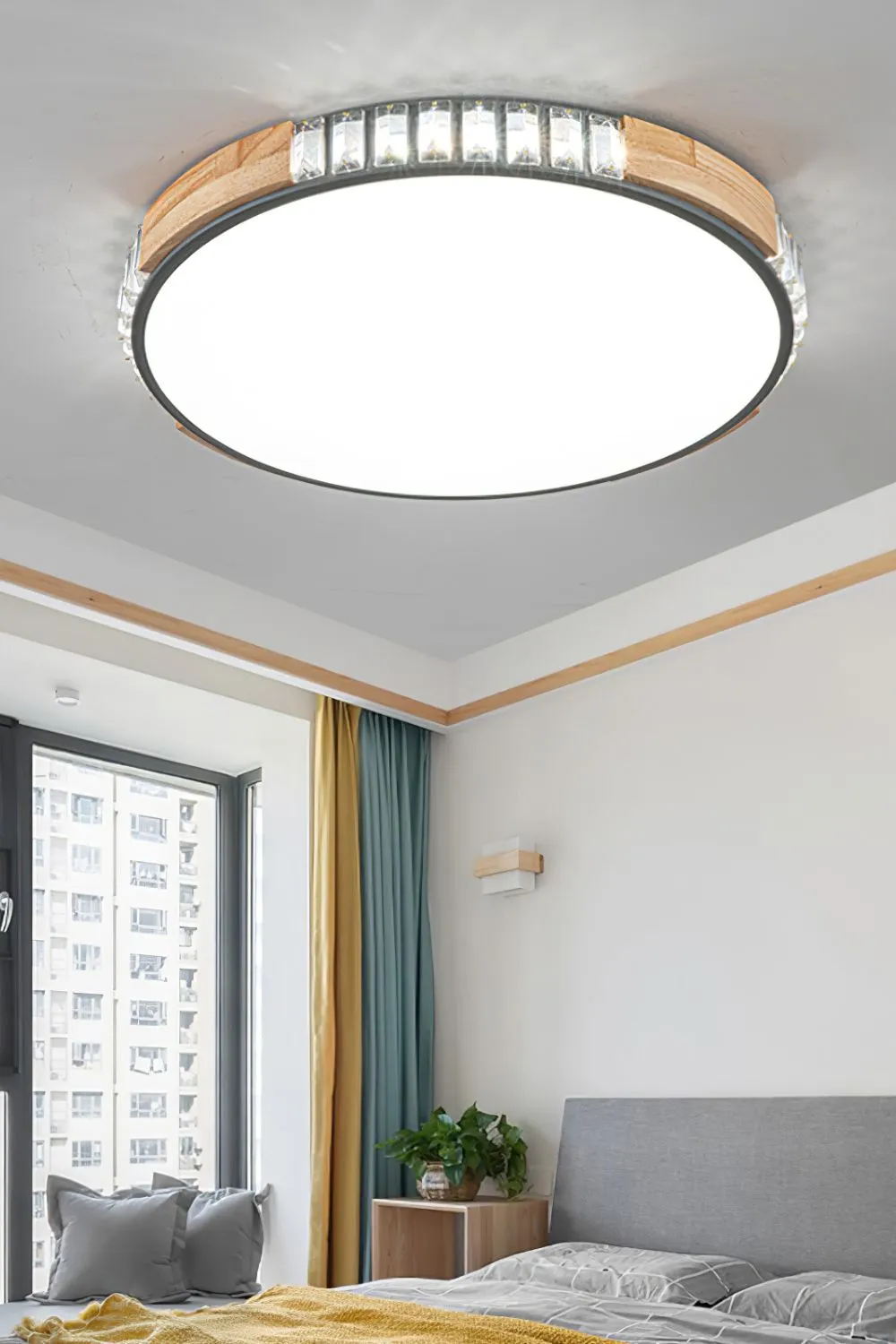 Wooden Alta Crystal Ceiling Light