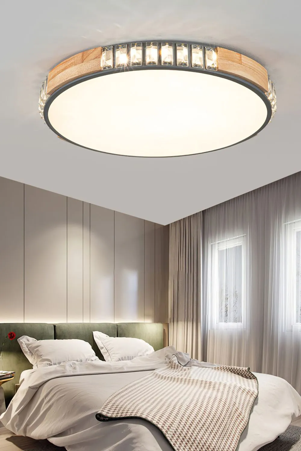 Wooden Alta Crystal Ceiling Light