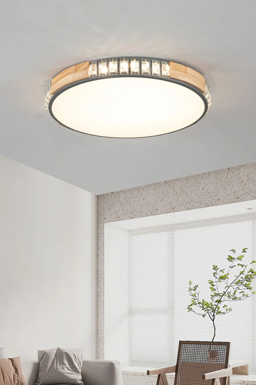 Wooden Alta Crystal Ceiling Light