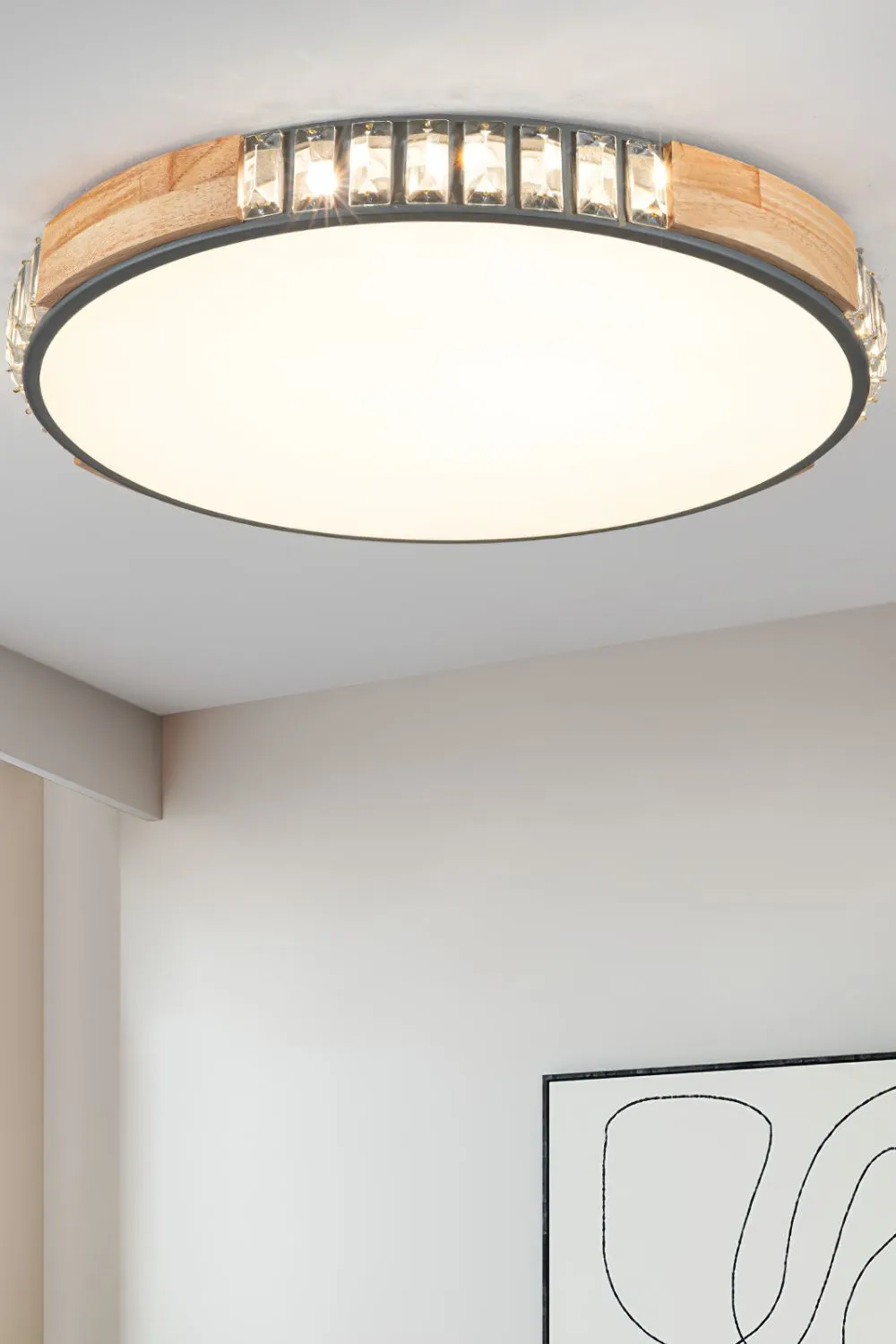 Wooden Alta Crystal Ceiling Light